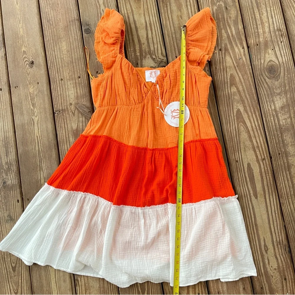 VD Lounge by VICI Orange Colorblock Tiered Gauze Dress NWT Size M - Picture 5 of 7
